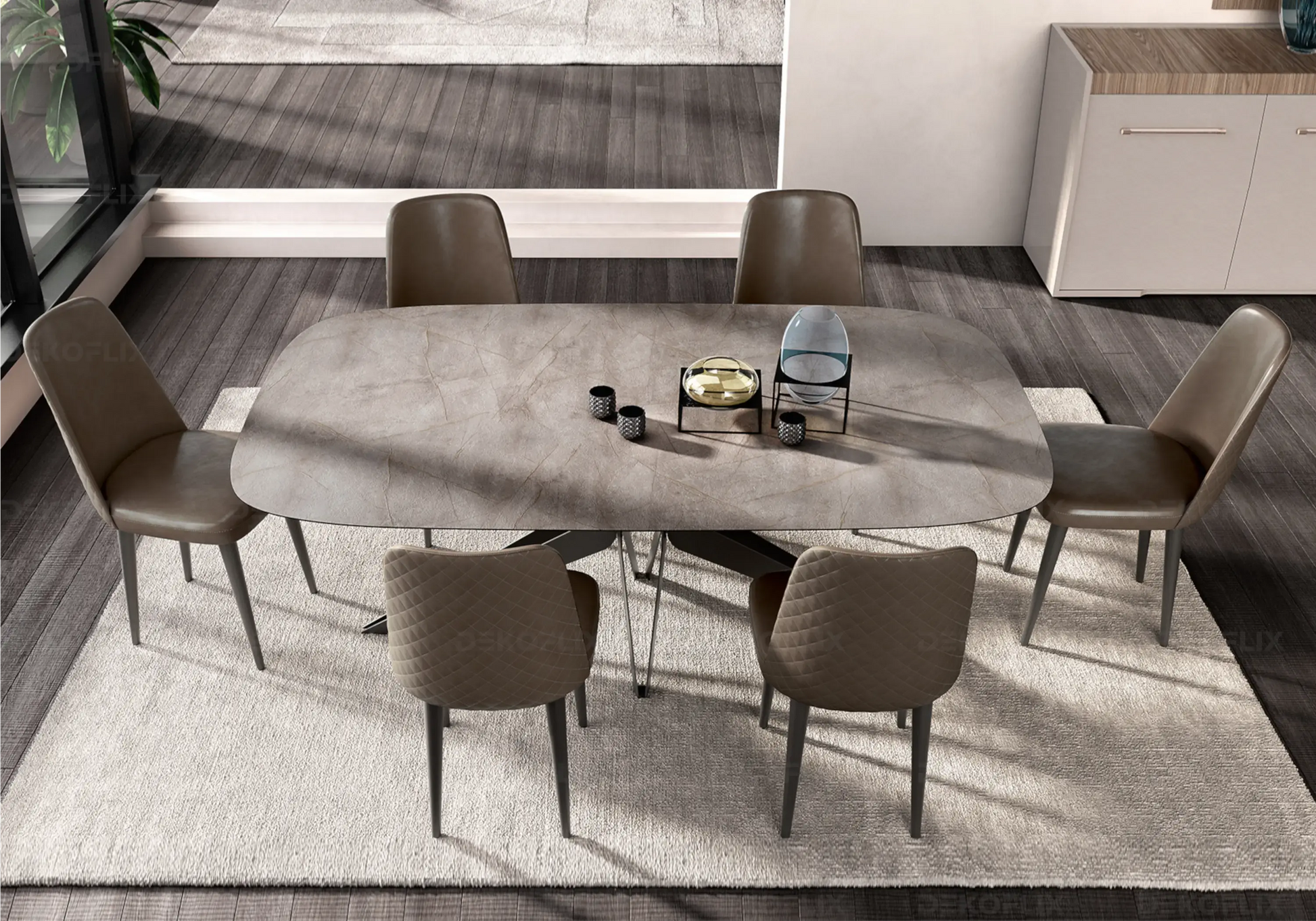Table à Manger en Marbre Doré Nora – Élégance Grand Format Status