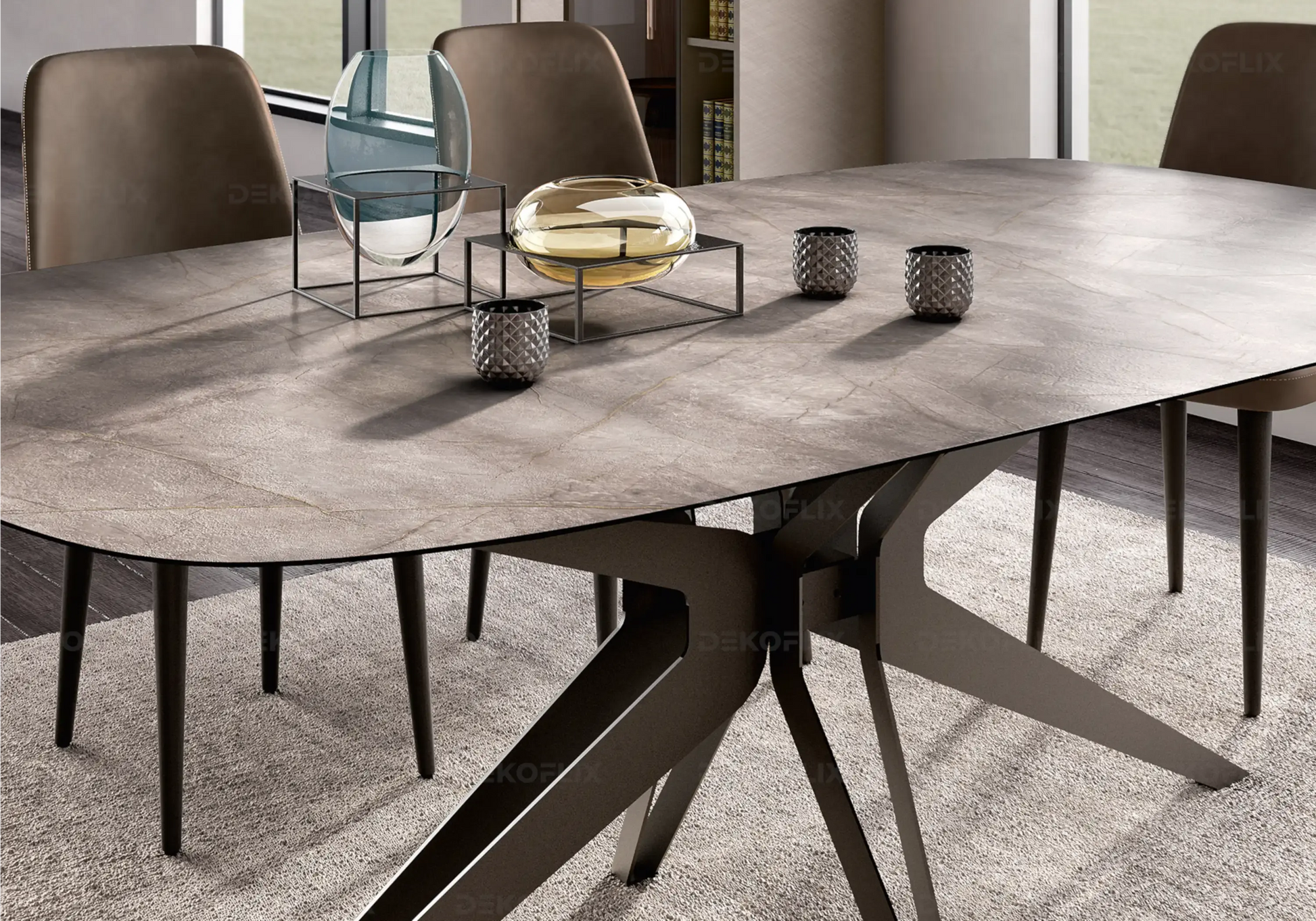 Table à Manger en Marbre Doré Nora – Élégance Grand Format Status