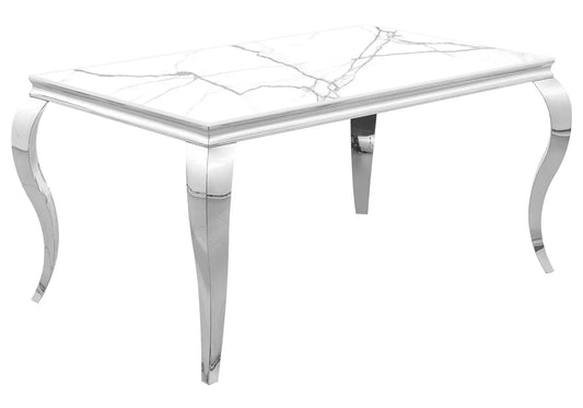 Table à manger argentée marbre blanc NEO New Design