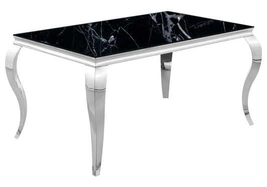 Table à manger argentée marbre noir NEO New Design