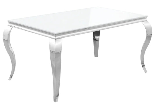 Table à manger argentée verre blanc NEO New Design