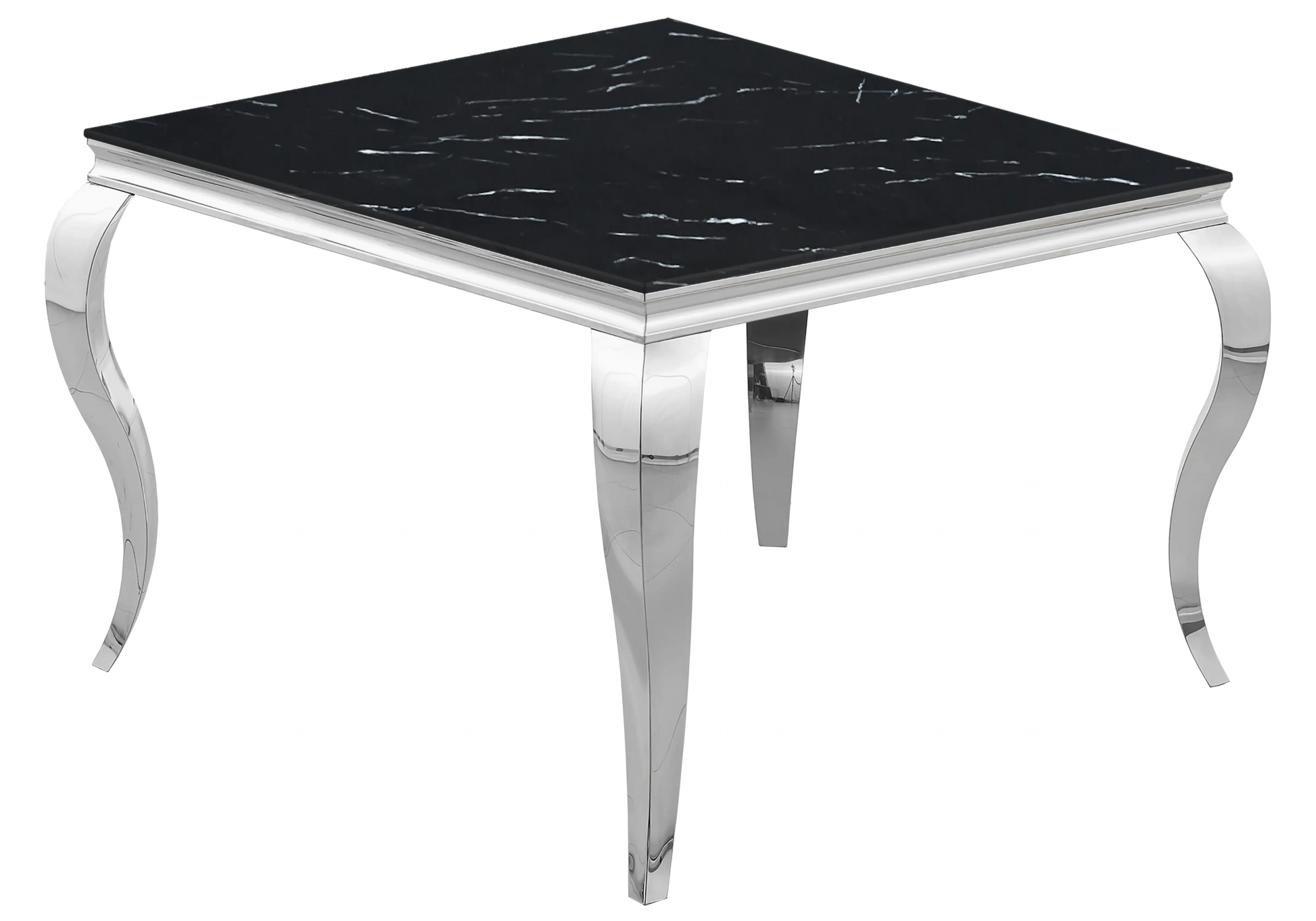 Table à manger carrée marbre noir pied argenté – NEO New Design