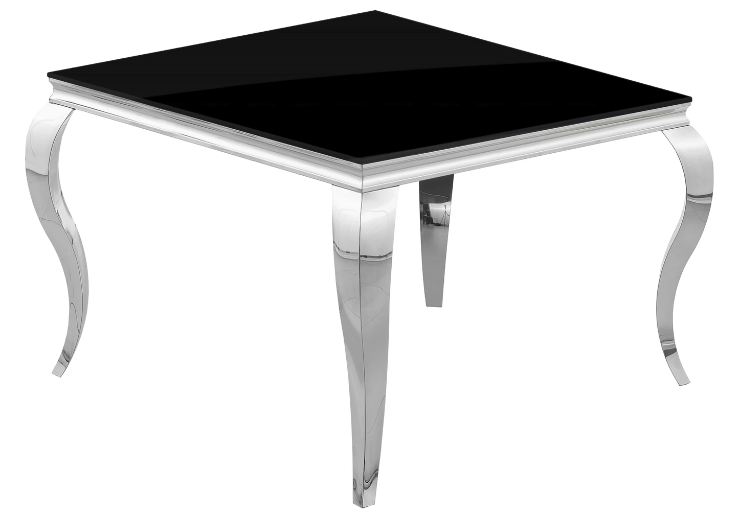Table à manger carrée verre noir pied argenté – NEO New Design