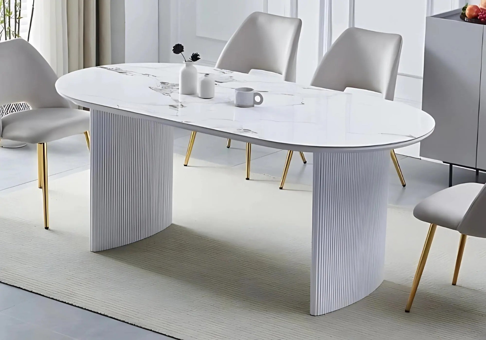 Table à manger céramique marbre beige TUAN : élégance et durabilité