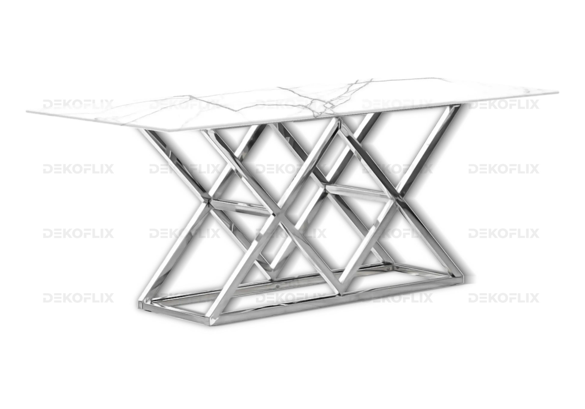 Table a manger chromée marbre blanc design ERLY New Design