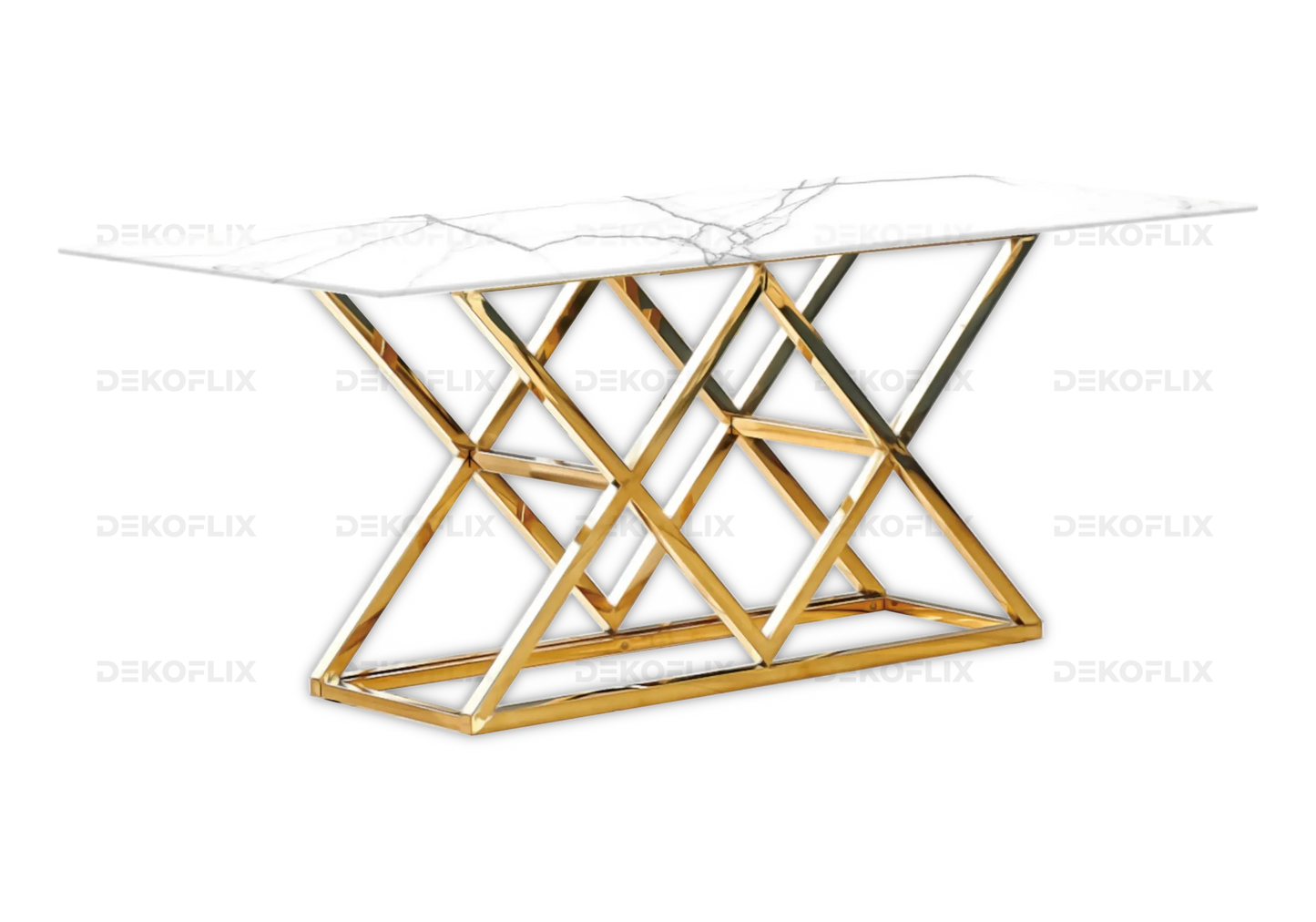 Table a manger dorée marbre blanc design ERLY New Design