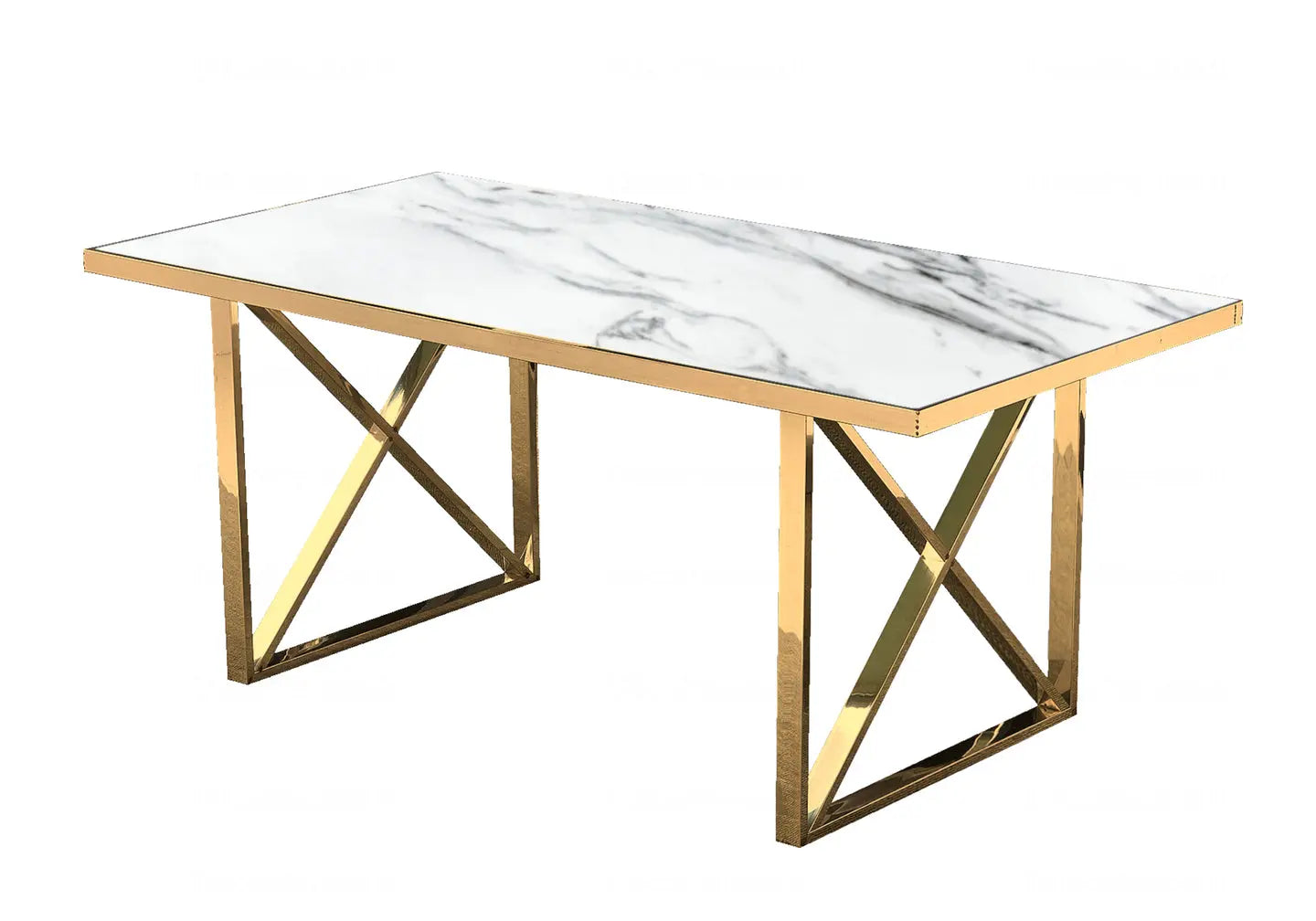 Table à manger dorée marbre blanc CLARA New Design