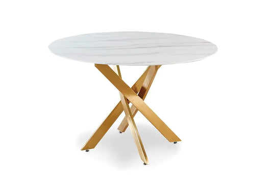 Table à manger dorée marbre blanc JOA New Design