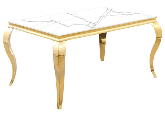 Table à manger dorée marbre blanc NEO New Design