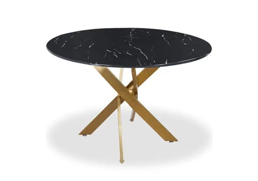 Table à manger dorée marbre noir JOA New Design