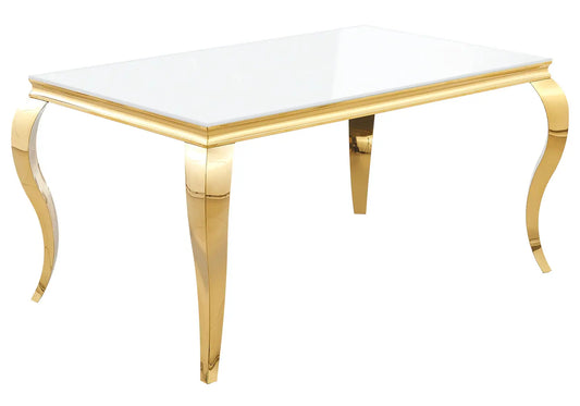 Table à manger dorée verre blanc NEO New Design