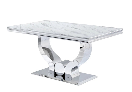 Table à manger marbre blanc argent NEA New Design