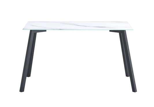 Table à manger marbre blanc pied noir GINA New Design