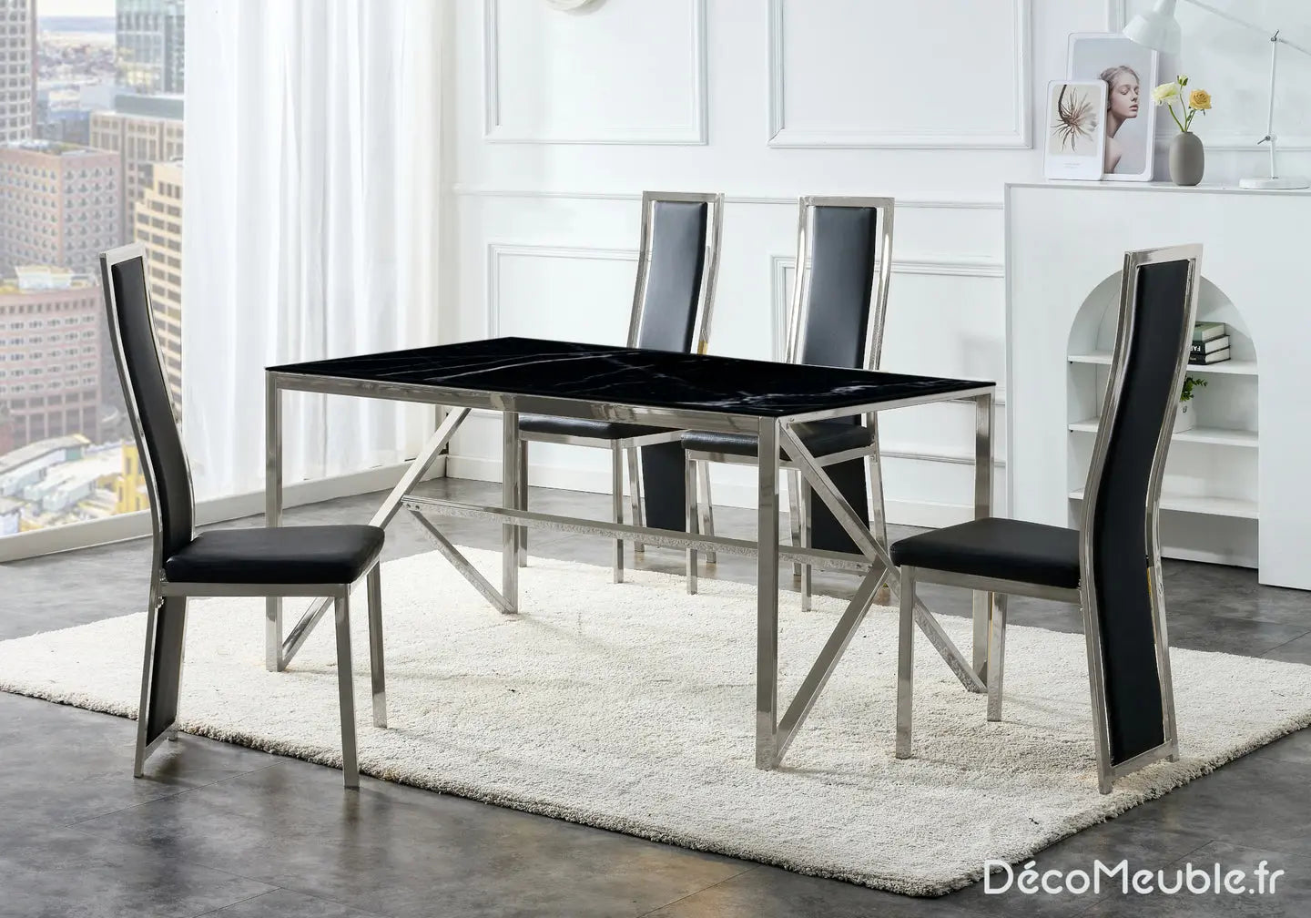 Table à manger marbre noir JESSY New Design