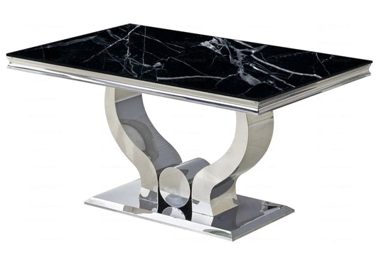 Table à manger marbre noir argent NEA New Design