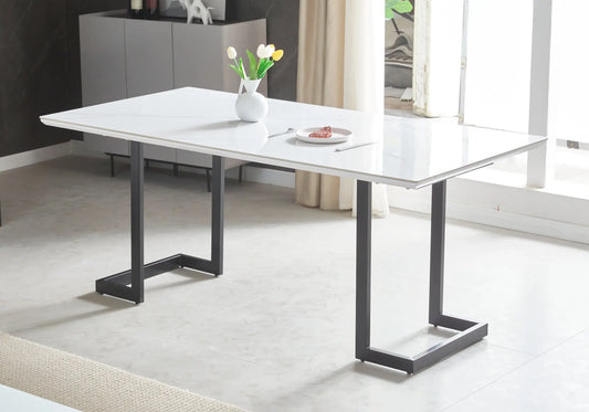 Table à manger noire céramique marbre blanc ODEL New Design