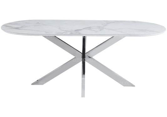 Table à manger dorée céramique marbre blanc RUIS New Design