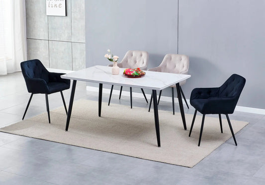 Table à manger noire céramique marbre blanc ZORA New Design