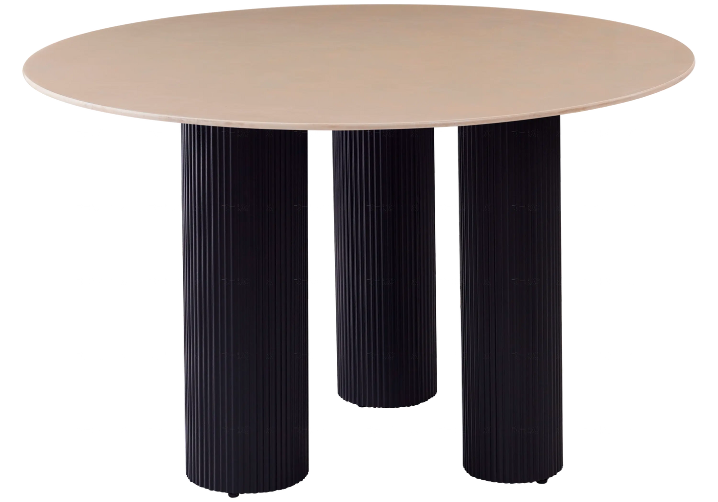 Table à manger pied noir céramique beige brillant ELIO New Design