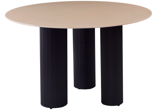 Table à manger pied noir céramique beige brillant ELIO New Design