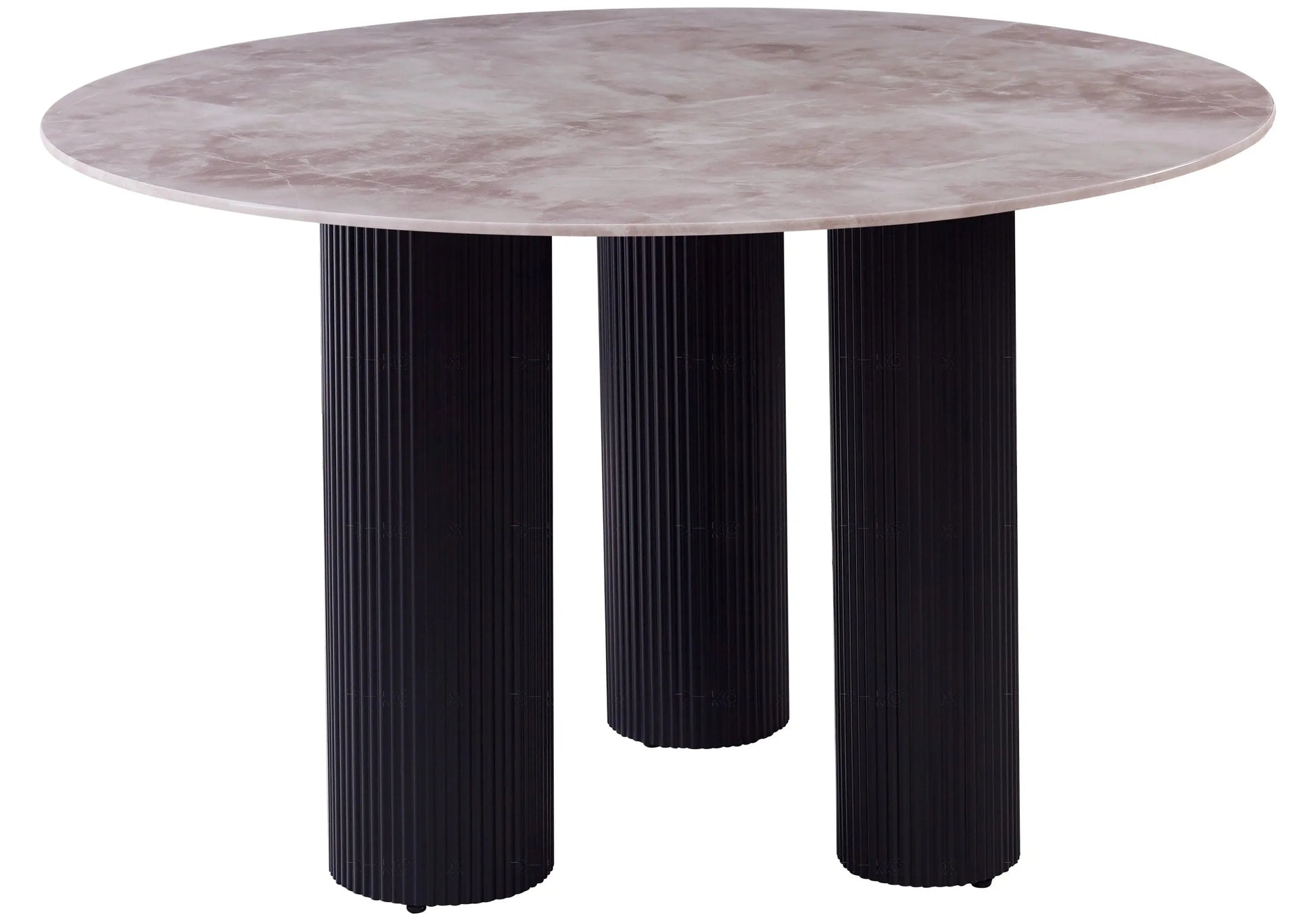 Table à manger pied noir céramique beige brillant ELIO New Design