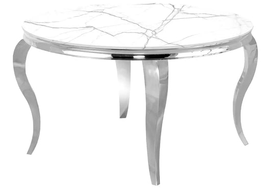 Table à manger ronde argent marbre blanc NEO New Design