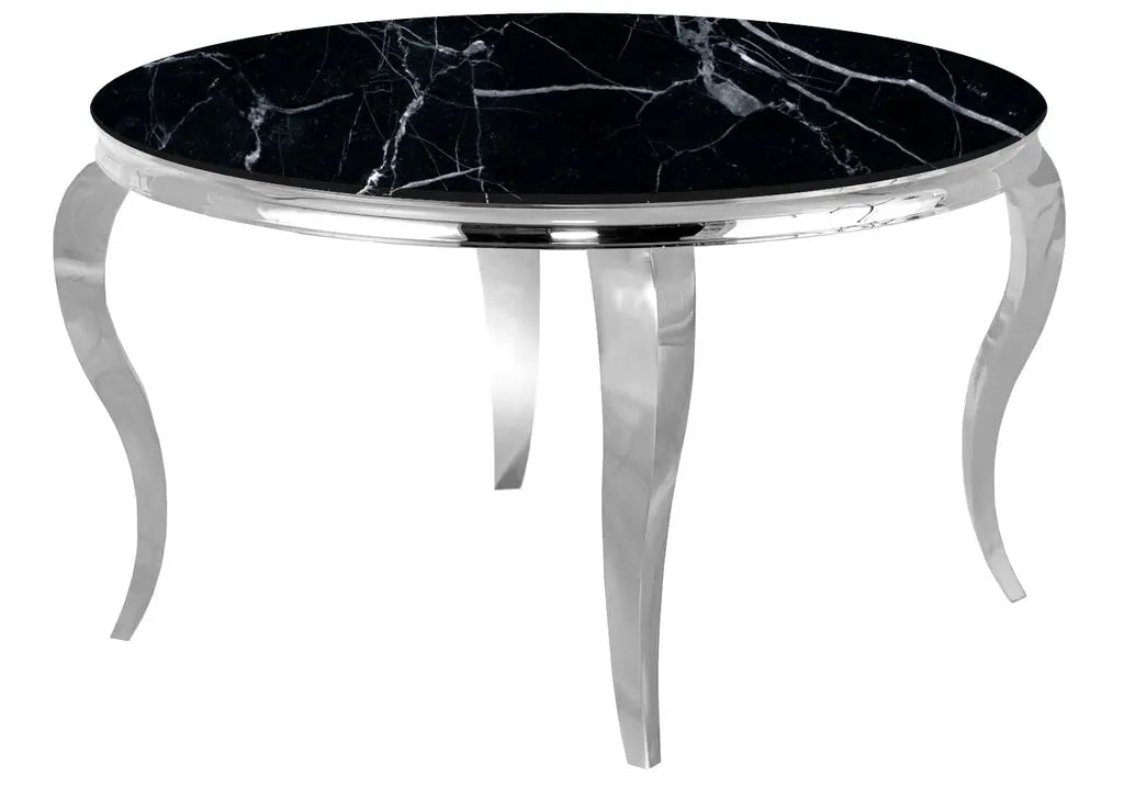 Table à manger ronde argent marbre noir NEO New Design