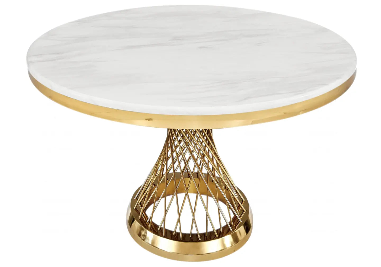 Table à manger ronde dorée marbre blanc LUC New Design