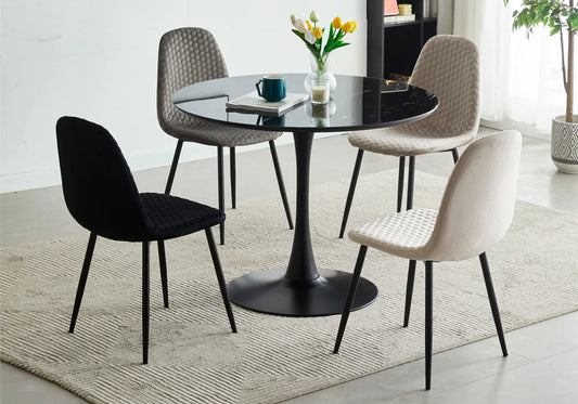 Table à manger ronde noire marbre noir VIOLA New Design