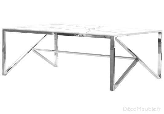 Table basse argent marbre blanc JESSY New Design