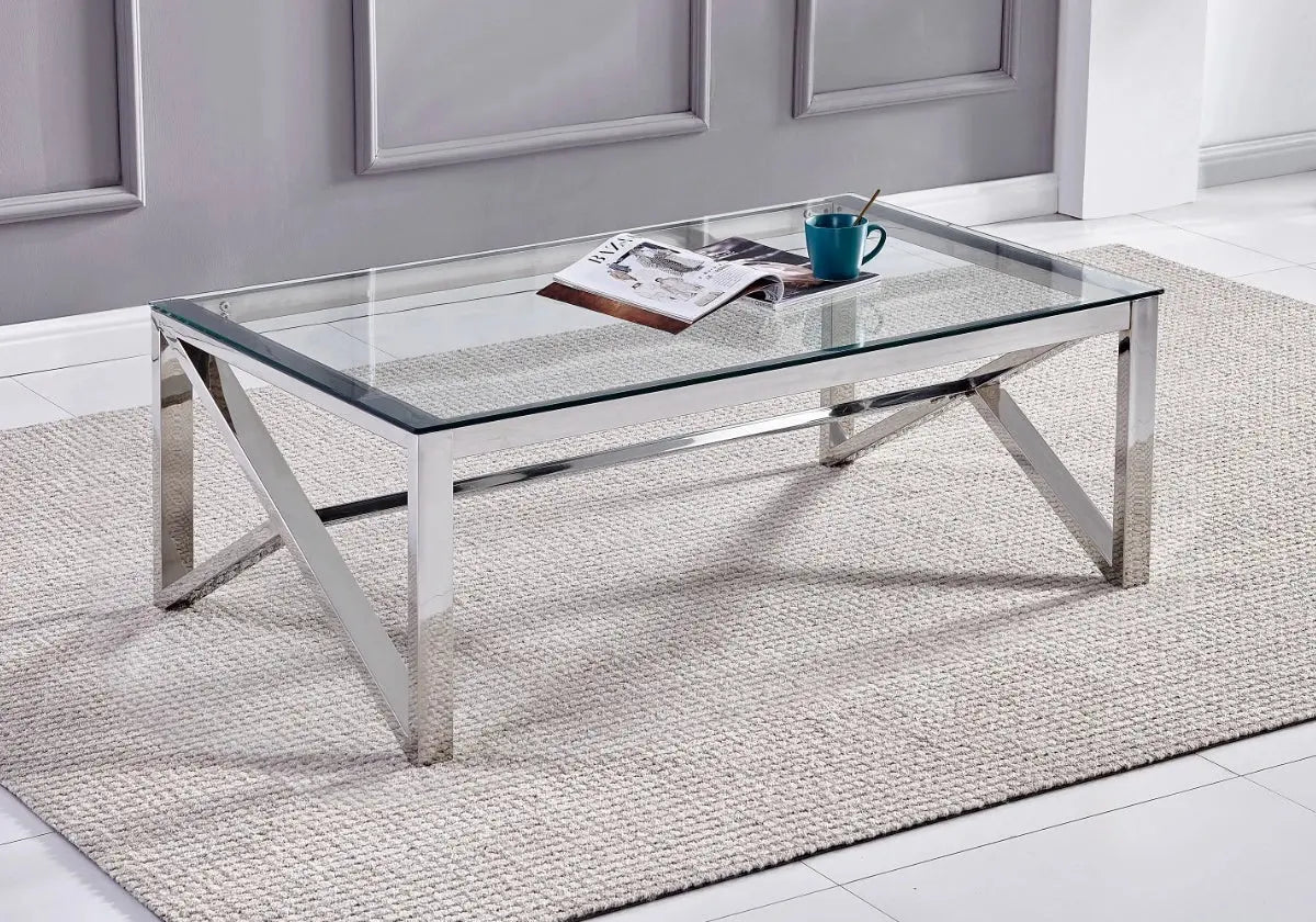 Table basse argent transparent MOLY - DEKOFLIX