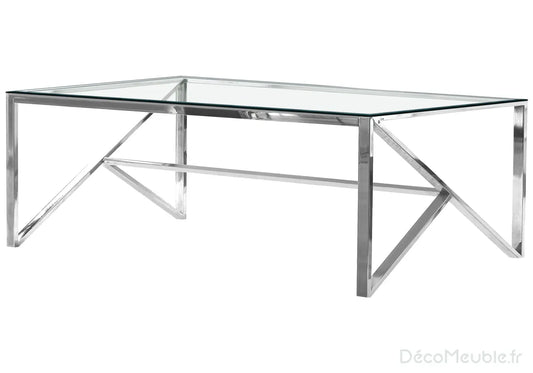 Table basse argentée en verre JESSY New Design