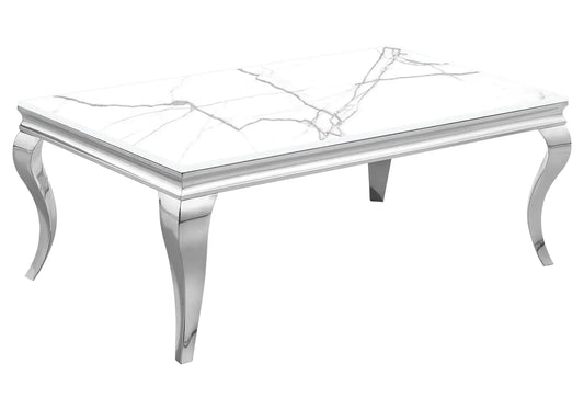 Table basse argentée marbre blanc NEO New Design