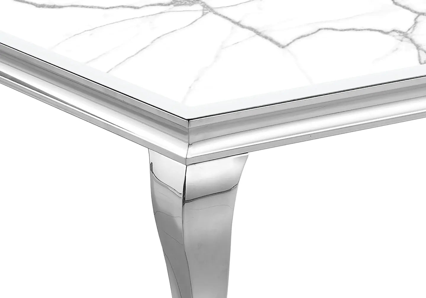 Table basse argentée marbre blanc NEO New Design