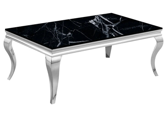 Table basse argentée marbre noir NEO New Design