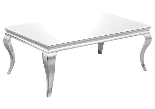 Table basse argentée verre blanc NEO New Design