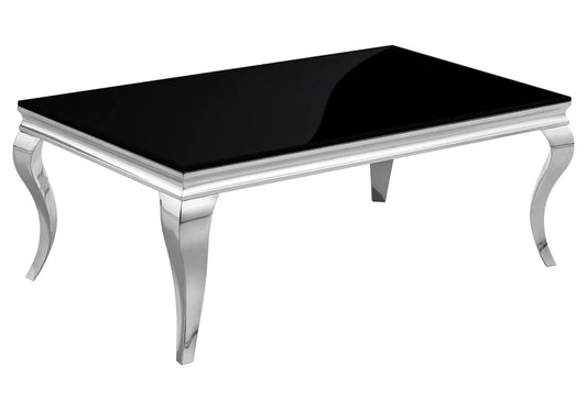 Table basse argentée verre noir NEO New Design