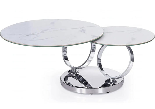 Table basse articulée marbre blanc VARIO New Design