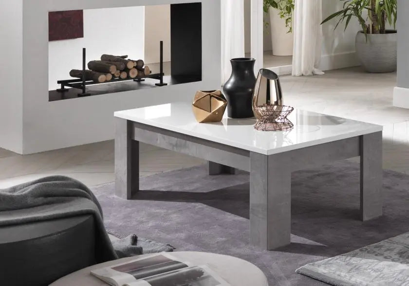 Table basse béton blanc laqué GRETA Italian Mobili