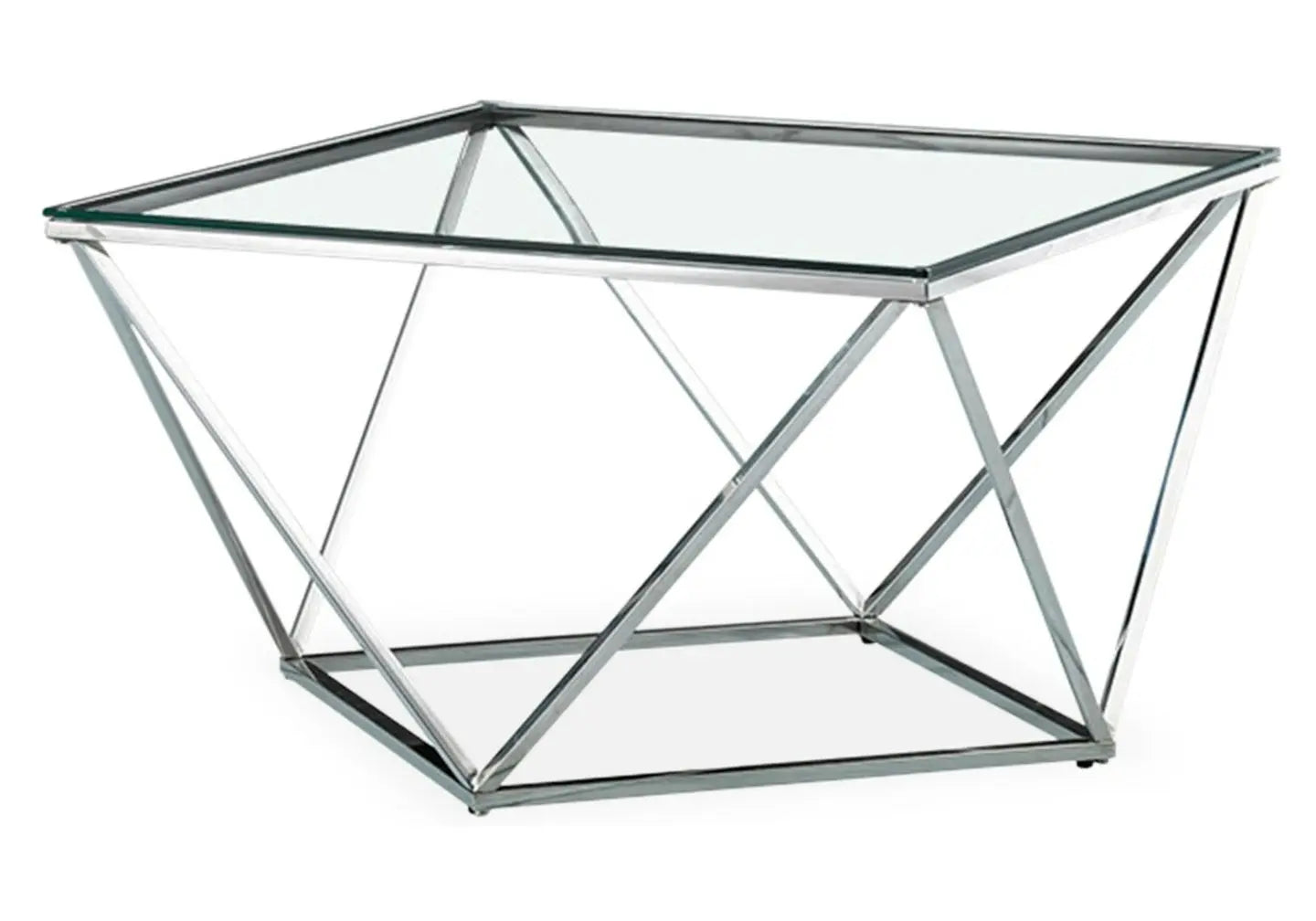 Table basse carré chrome verre ILÉA New Design