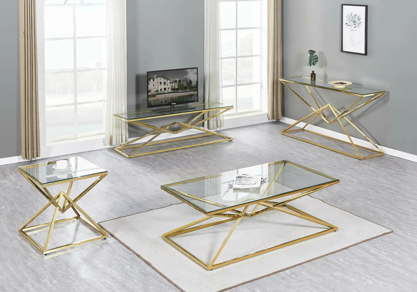 Table basse carré doré LUXOR New Design