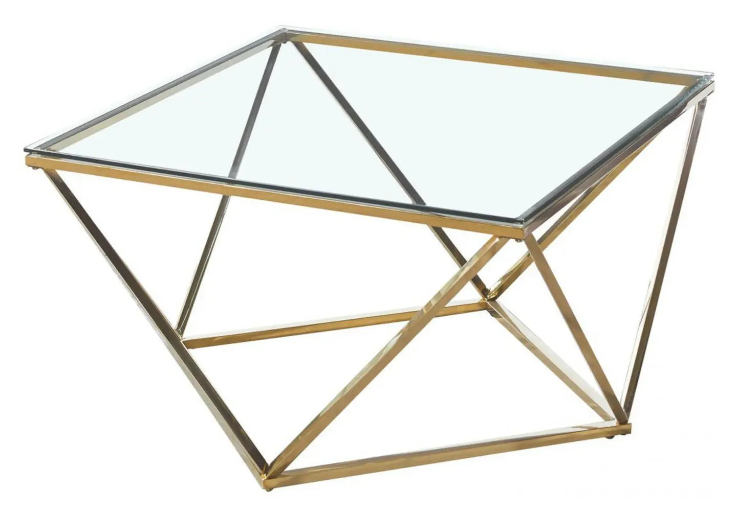 Table basse carré doré verre ILÉA New Design