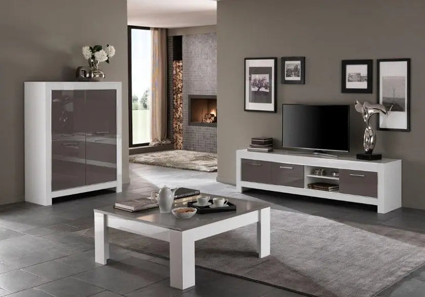 Table basse carré laqué gris MODENA Italian Mobili