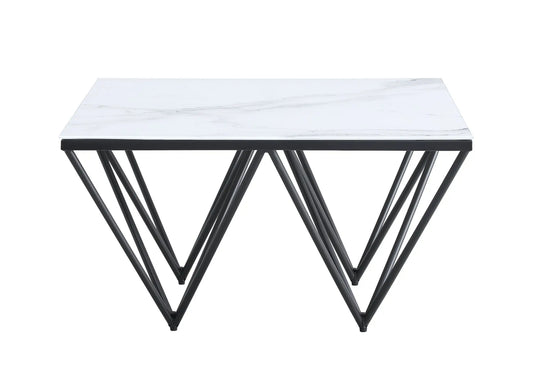 Table basse carrée noire marbre blanc GUSTA New Design