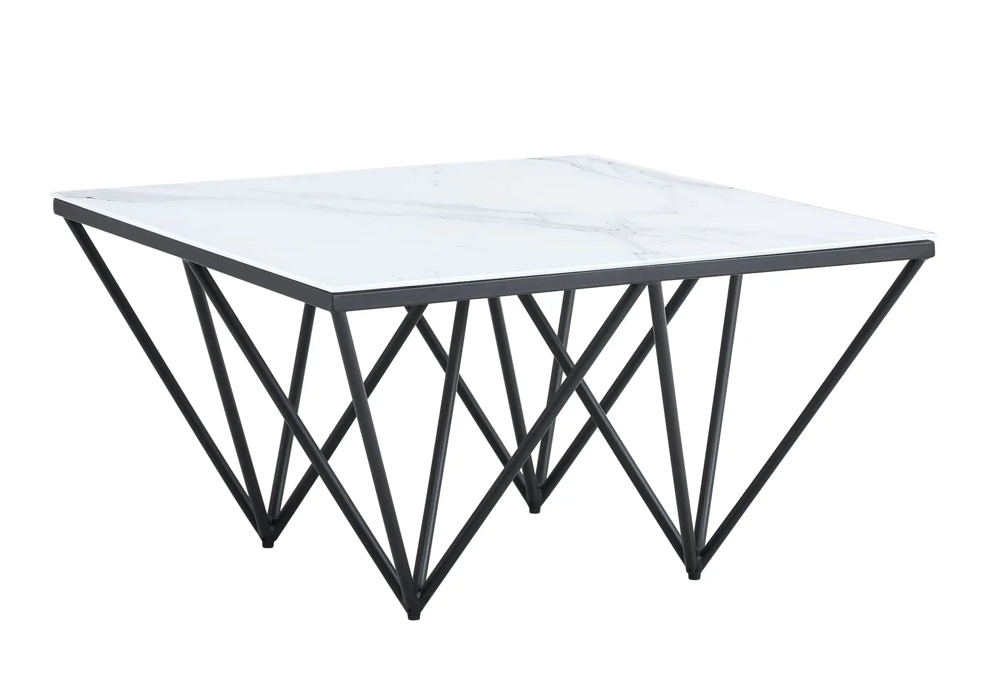 Table basse carrée noire marbre blanc GUSTA New Design