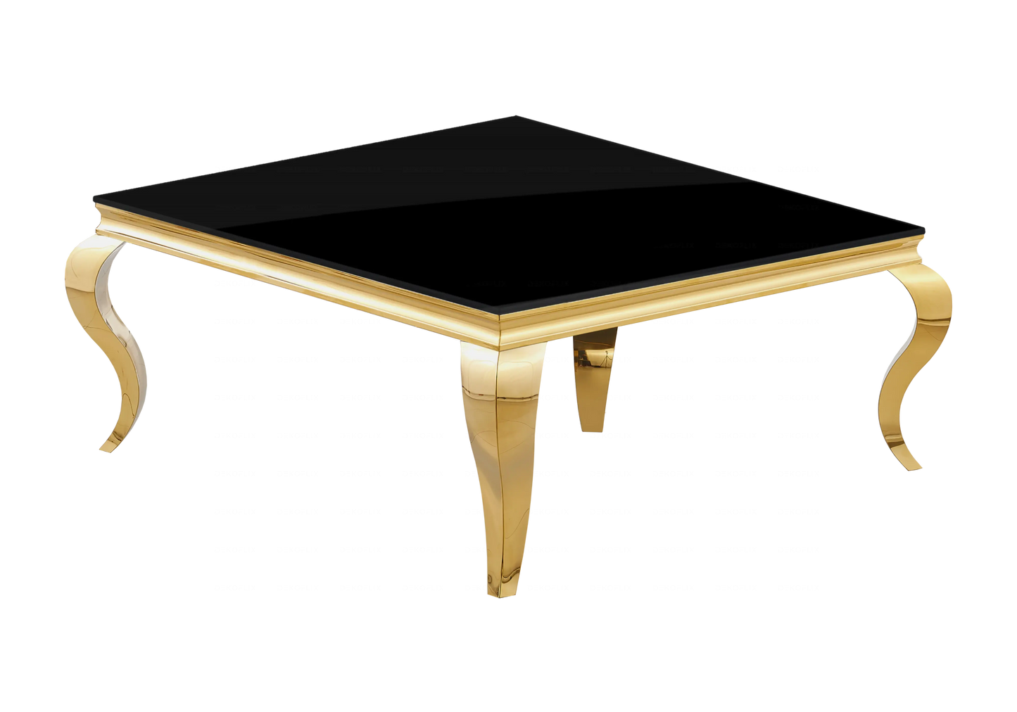 Table basse carrée verre noir pied doré – NEO New Design