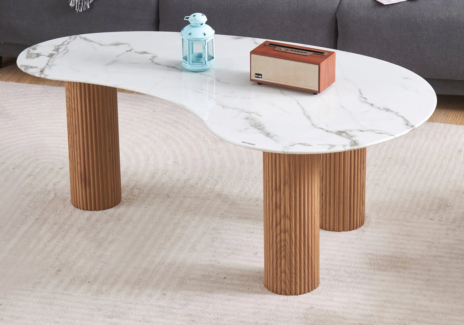 Table basse chêne marbre blanc PIATO New Design