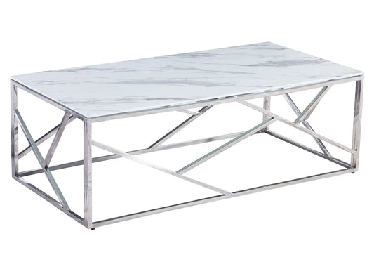 Table basse chrome marbre blanc ILÉA New Design