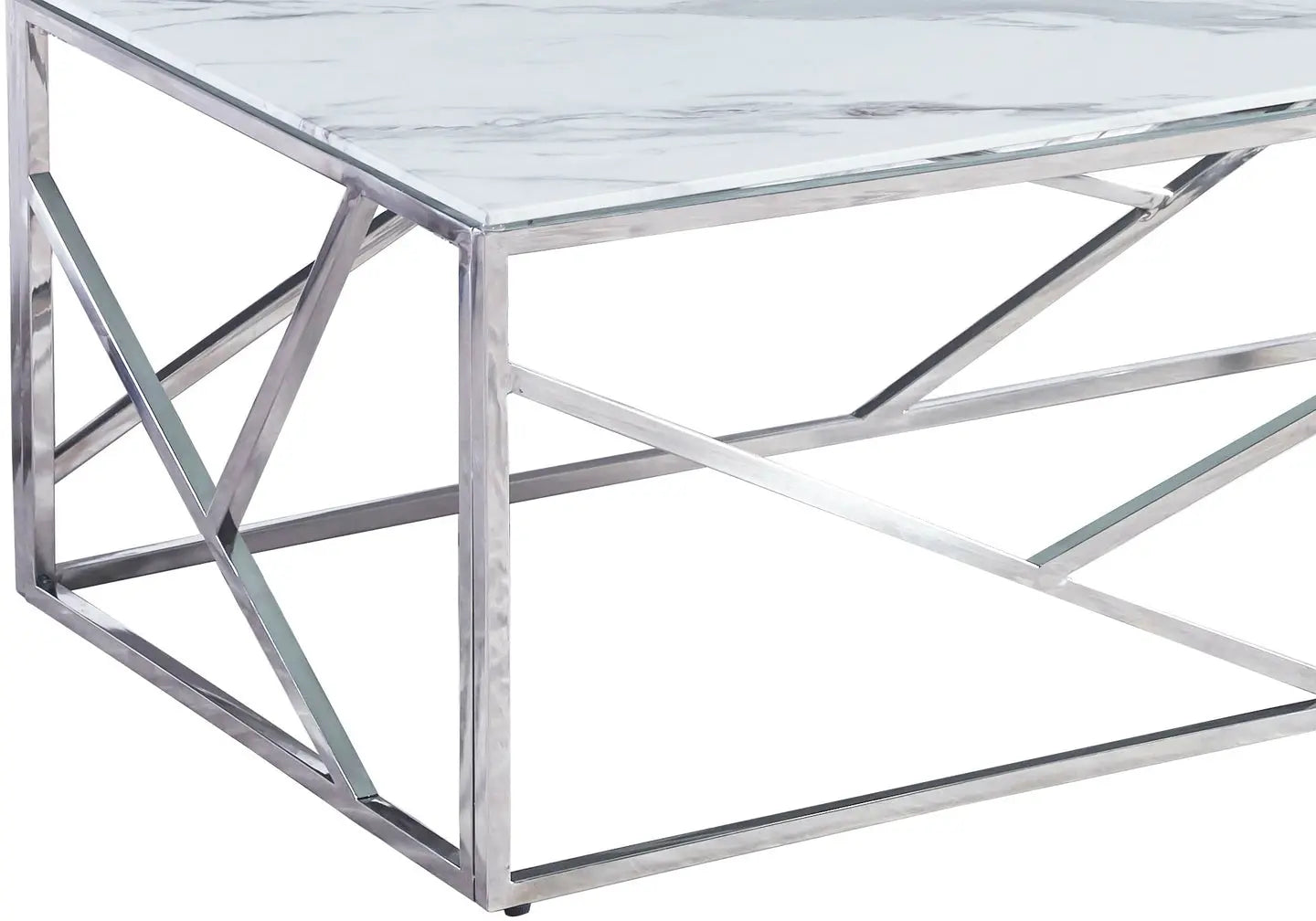 Table basse chrome marbre blanc ILÉA New Design