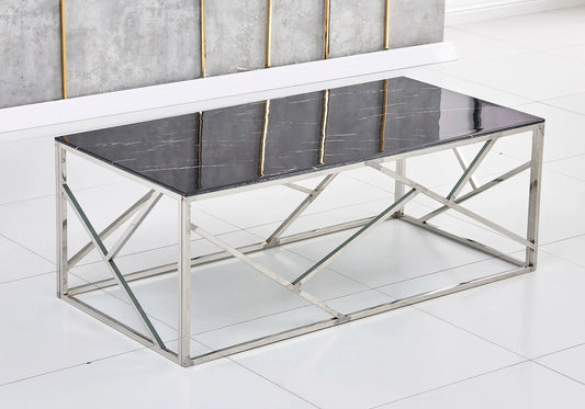 Table basse chrome marbre noir ILÉA New Design